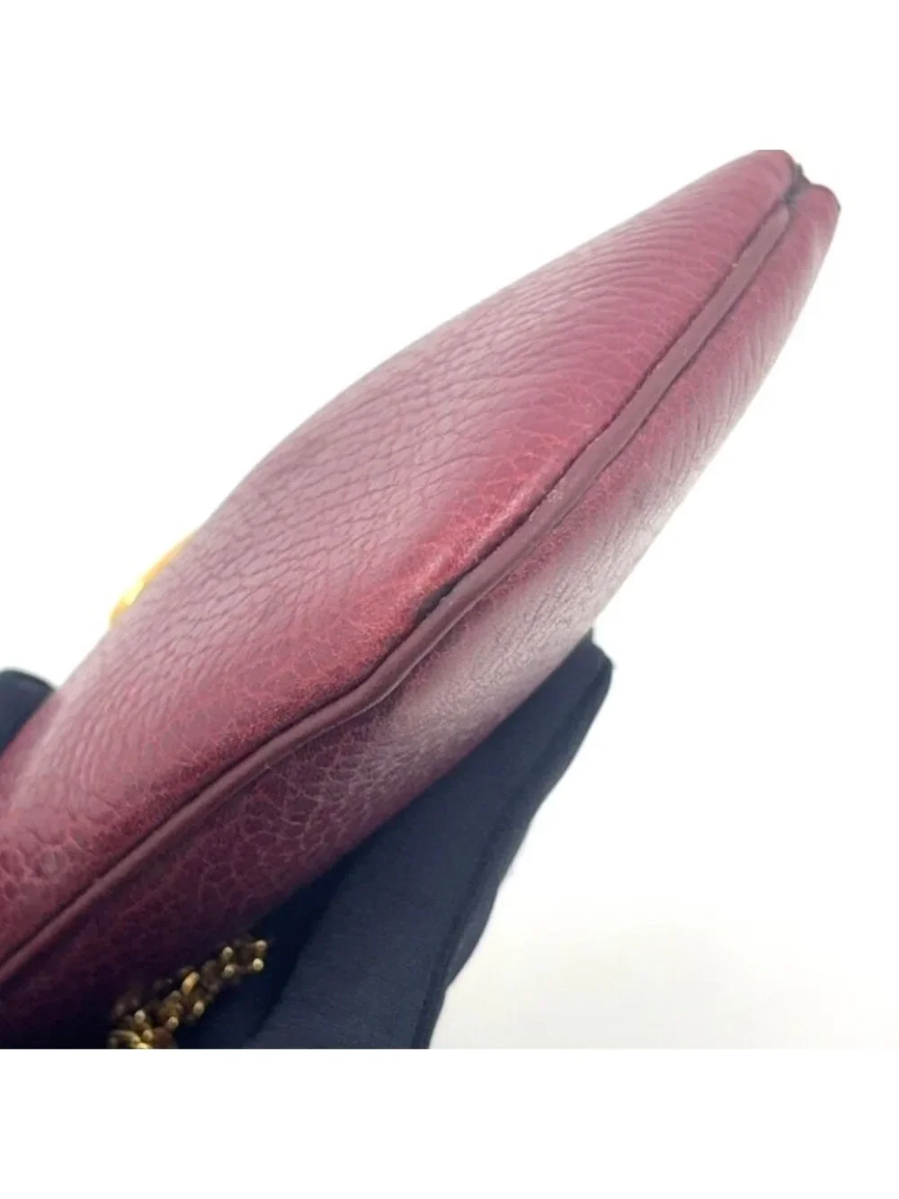 Cartier Must Oval Logo Chain Mini Pouch Leather Bordeaux Gold